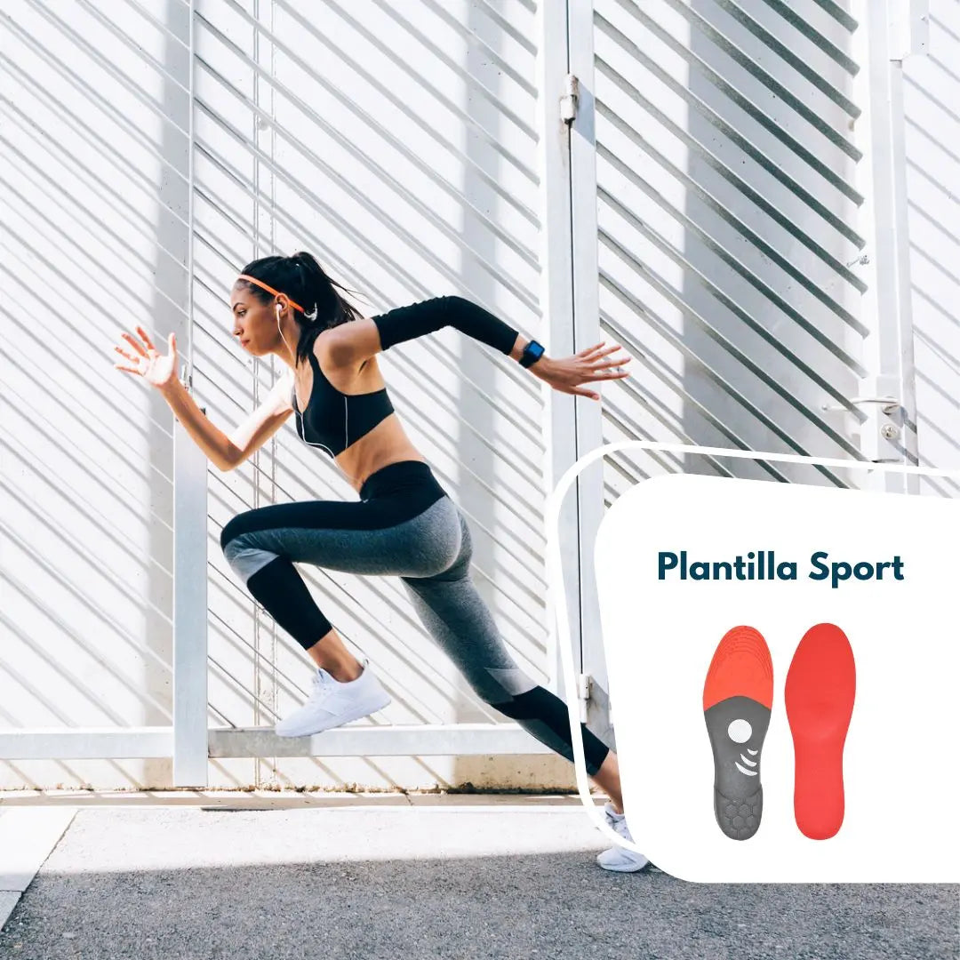 Plantilla deportiva con diseño ergonómico en rojo y negro, ideal para actividades de alto impacto. Proporciona soporte en el talón y el arco plantar para mayor comodidad y rendimiento.